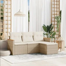 Juego de sofás jardín con cojines 4 pzas ratán sintético beige de , Conjuntos de jardín - Ref: Foro24-3258306, Precio: 282,27...