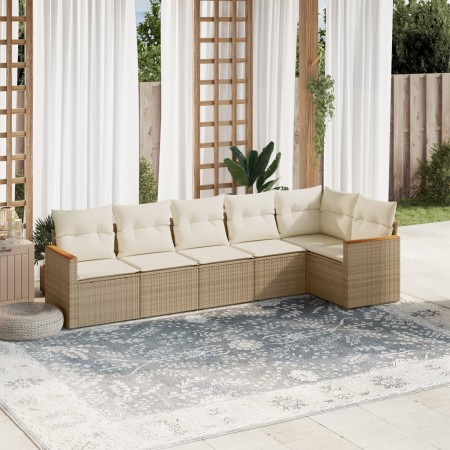 Juego de sofás jardín con cojines 6 pzas ratán sintético beige de , Conjuntos de jardín - Ref: Foro24-3258390, Precio: 437,52...