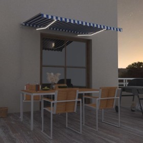 Toldo manual retráctil con LED azul y blanco 300x250 cm de , Toldos - Ref: Foro24-3068861, Precio: 273,48 €, Descuento: %