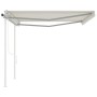 Toldo retráctil automático con postes crema 4,5x3,5 m de , Toldos - Ref: Foro24-3070047, Precio: 650,85 €, Descuento: %
