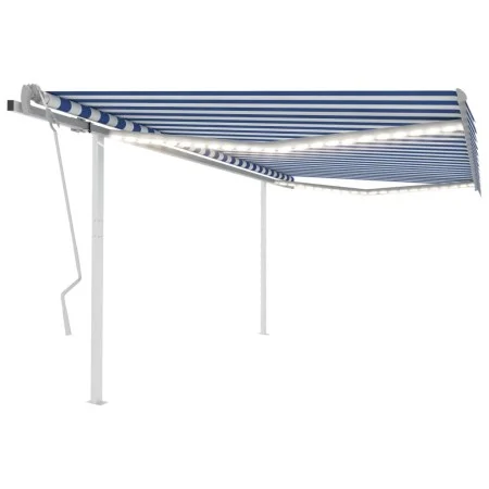 Toldo retráctil manual con luz LED azul y blanco 4x3 m de , Toldos - Ref: Foro24-3069941, Precio: 460,93 €, Descuento: %