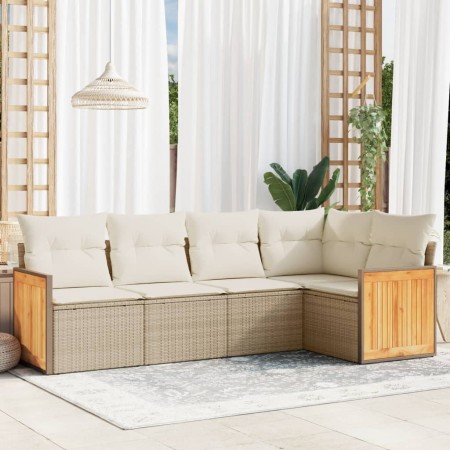 Juego de sofás jardín con cojines 5 pzas ratán sintético beige de , Conjuntos de jardín - Ref: Foro24-3260028, Precio: 373,41...
