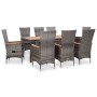 Set de comedor de jardín 9 pzas y cojines ratán sintético gris de vidaXL, Conjuntos de jardín - Ref: Foro24-46041, Precio: 92...