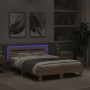 Estructura de cama cabecero y luces LED roble Sonoma 120x190 cm de , Camas y somieres - Ref: Foro24-3207576, Precio: 146,33 €...