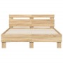Estructura de cama cabecero y luces LED roble Sonoma 120x190 cm de , Camas y somieres - Ref: Foro24-3207576, Precio: 146,33 €...