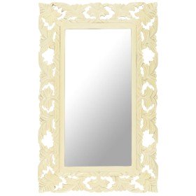 Espejo tallado a mano madera maciza de mango blanco 80x50 cm en Espejos | Comprar online en Foru.es