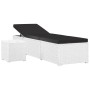 Tumbona de jardín con cojín y mesita ratán sintético blanco de vidaXL, Tumbonas - Ref: Foro24-46229, Precio: 162,06 €, Descue...