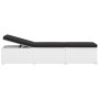 Tumbona de jardín con cojín y mesita ratán sintético blanco de vidaXL, Tumbonas - Ref: Foro24-46229, Precio: 162,06 €, Descue...