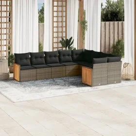 Set de muebles de jardín 9 pzas y cojines ratán sintético gris de , Conjuntos de jardín - Ref: Foro24-3260387, Precio: 579,21...