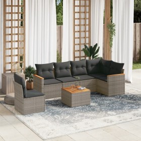 Set de sofás de jardín 7 piezas con cojines ratán PE gris de , Conjuntos de jardín - Ref: Foro24-3258427, Precio: 416,94 €, D...