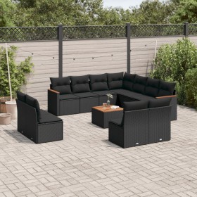 Set de sofás de jardín 12 piezas cojines ratán sintético negro de , Conjuntos de jardín - Ref: Foro24-3258492, Precio: 712,27...