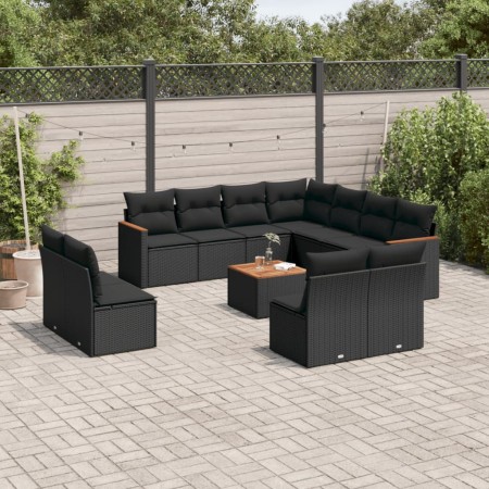Set de sofás de jardín 12 piezas cojines ratán sintético negro de , Conjuntos de jardín - Ref: Foro24-3258492, Precio: 712,27...