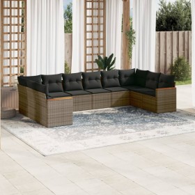 Set de sofás de jardín 10 pzas con cojines ratán sintético gris de , Conjuntos de jardín - Ref: Foro24-3258728, Precio: 582,5...