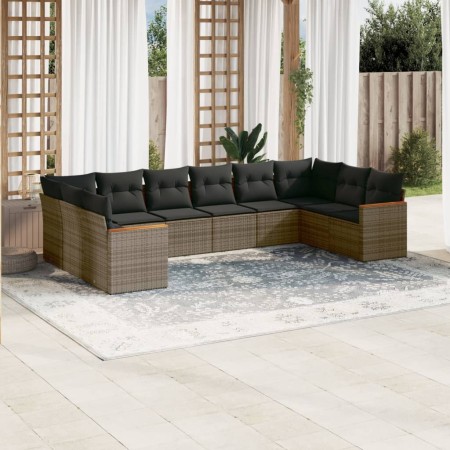 Set de sofás de jardín 10 pzas con cojines ratán sintético gris de , Conjuntos de jardín - Ref: Foro24-3258728, Precio: 582,5...