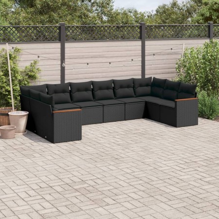 Set de sofás de jardín 10 pzas cojines ratán sintético negro de , Conjuntos de jardín - Ref: Foro24-3258723, Precio: 645,67 €...