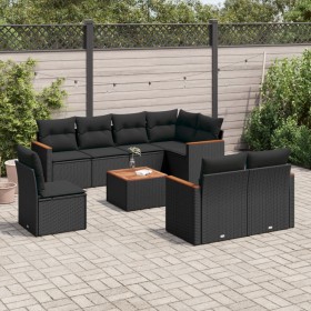 Set de sofás de jardín 8 piezas y cojines ratán sintético negro de , Conjuntos de jardín - Ref: Foro24-3258569, Precio: 629,0...