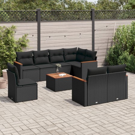 Set de sofás de jardín 8 piezas y cojines ratán sintético negro de , Conjuntos de jardín - Ref: Foro24-3258569, Precio: 629,0...