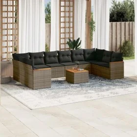 Garden sofa set 11 pieces and gray synthetic rattan cushions by , Garden sets - Ref: Foro24-3258735, Price: 642,74 €, Discoun...