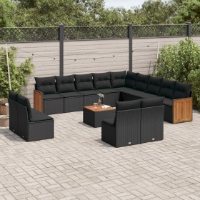 Set sofás de jardín 14 pzas con cojines ratán sintético negro de , Conjuntos de jardín - Ref: Foro24-3260571, Precio: 836,96 ...