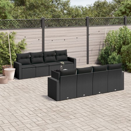 Set de sofás de jardín 8 piezas y cojines ratán sintético negro de , Conjuntos de jardín - Ref: Foro24-3218735, Precio: 575,5...