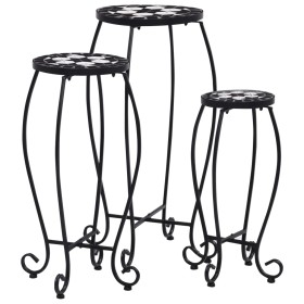 Mesitas de mosaico 3 uds cerámica negro y blanco de vidaXL, Soportes para macetas - Ref: Foro24-46703, Precio: 89,04 €, Descu...