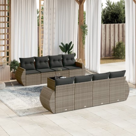 Set de muebles de jardín 9 pzas y cojines ratán sintético gris de , Conjuntos de jardín - Ref: Foro24-3221149, Precio: 590,71...
