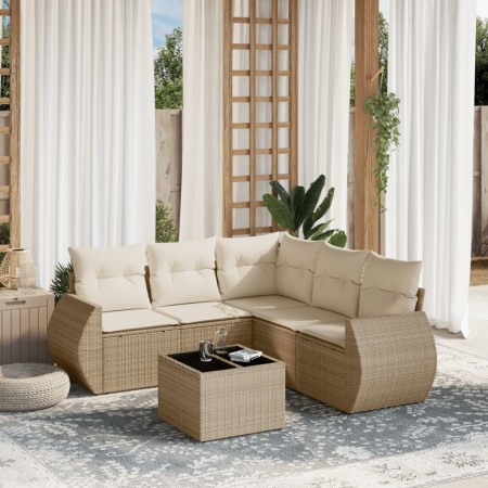 Juego de sofás jardín con cojines 6 pzas ratán sintético beige de , Conjuntos de jardín - Ref: Foro24-3221357, Precio: 434,79...