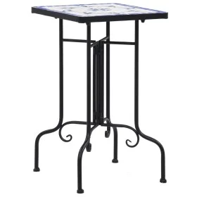 Mesa auxiliar de mosaico cerámica azul y blanco de vidaXL, Soportes para macetas - Ref: Foro24-46710, Precio: 45,29 €, Descue...