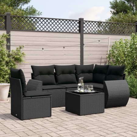 Set de sofás de jardín 6 piezas y cojines ratán sintético negro de , Conjuntos de jardín - Ref: Foro24-3221374, Precio: 395,4...