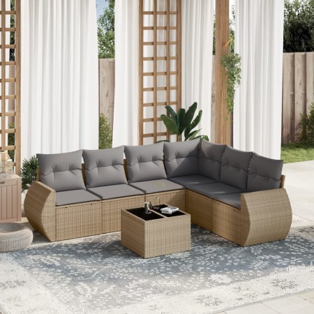 Set sofás de jardín 7 piezas y cojines ratán sintético beige de , Conjuntos de jardín - Ref: Foro24-3221418, Precio: 454,06 €...