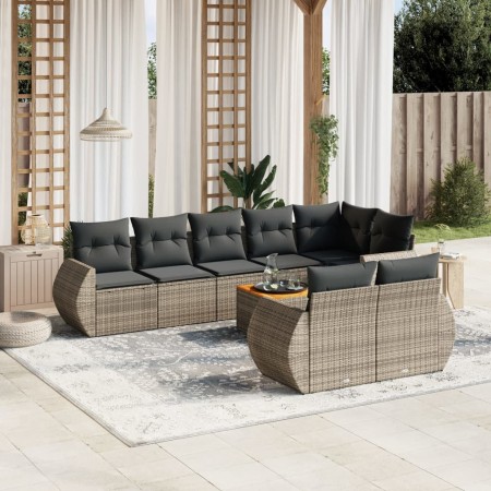 Set de muebles de jardín 9 pzas y cojines ratán sintético gris de , Conjuntos de jardín - Ref: Foro24-3225094, Precio: 601,15...