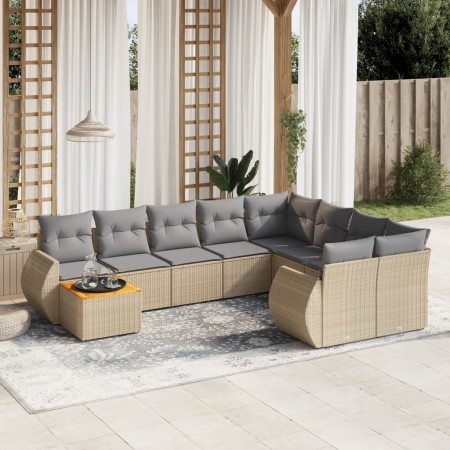 Juego de sofás jardín con cojines beige 10 pzas ratán sintético de , Conjuntos de jardín - Ref: Foro24-3225170, Precio: 592,3...