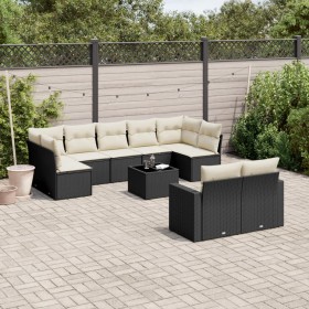 Set de sofás de jardín 10 pzas cojines ratán sintético negro de , Conjuntos de jardín - Ref: Foro24-3219416, Precio: 549,28 €...