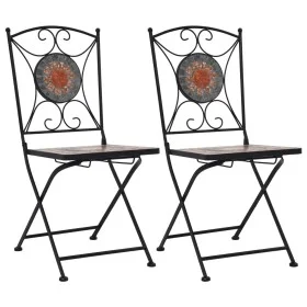Sillas bistró de mosaico 2 unidades naranja/gris de vidaXL, Sillas de jardín - Ref: Foro24-46718, Precio: 146,43 €, Descuento: %