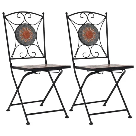 Sillas bistró de mosaico 2 unidades naranja/gris de vidaXL, Sillas de jardín - Ref: Foro24-46718, Precio: 146,43 €, Descuento: %