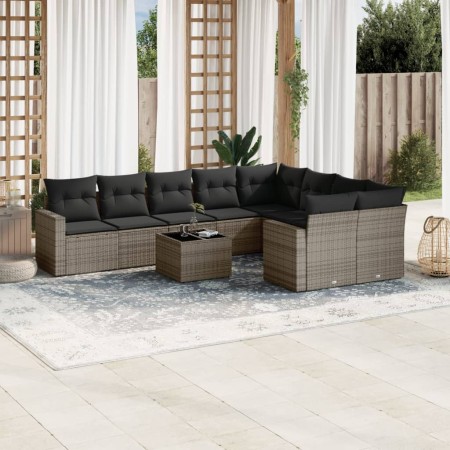 Set de sofás de jardín 10 pzas con cojines ratán sintético gris de , Conjuntos de jardín - Ref: Foro24-3219440, Precio: 577,4...