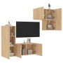 Muebles de TV de pared 4 pzas madera de ingeniería roble Sonoma en Muebles TV | Comprar online en Foru.es
