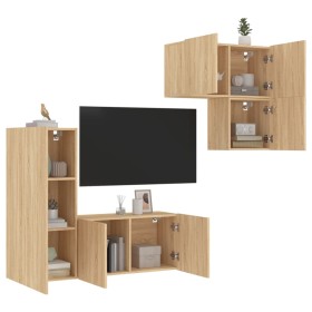 Muebles de TV de pared 4 pzas madera de ingeniería roble Sonoma en Muebles TV | Comprar online en Foru.es