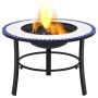 vidaXl Brasero de mosaico cerámica azul y blanco 68 cm de vidaXL, Chimeneas - Ref: Foro24-46720, Precio: 69,32 €, Descuento: %