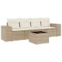 Juego de sofás jardín con cojines 5 pzas ratán sintético beige de , Sofás modulares de exterior - Ref: Foro24-3222287, Precio...