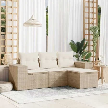 Garden sofa set with 4-piece synthetic rattan beige cushions by , Modular outdoor sofas - Ref: Foro24-3222467, Price: 291,97 ...
