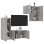 Muebles de TV de pared 4 pzas madera de ingeniería gris Sonoma en Muebles TV | Comprar online en Foru.es