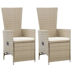 2 pcs reclining garden chairs and beige synthetic rattan cushions by vidaXL, Garden chairs - Ref: Foro24-46046, Price: 220,97...