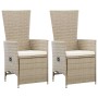 Sillas reclinables jardín 2 uds y cojines ratán sintético beige de vidaXL, Sillas de jardín - Ref: Foro24-46046, Precio: 234,...