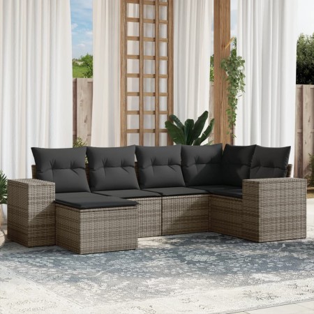 Set de muebles de jardín 6 pzas y cojines ratán sintético gris de , Conjuntos de jardín - Ref: Foro24-3222859, Precio: 374,97...