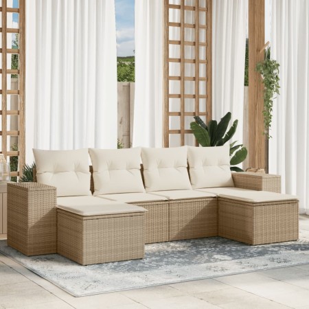 Juego de sofás jardín con cojines 6 pzas ratán sintético beige de , Conjuntos de jardín - Ref: Foro24-3222917, Precio: 370,26...