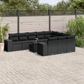 Set de sofás de jardín 11 pzas y cojines ratán sintético negro de , Conjuntos de jardín - Ref: Foro24-3223094, Precio: 762,41...