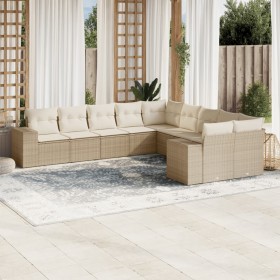 Juego de sofás jardín con cojines beige 10 pzas ratán sintético de , Conjuntos de jardín - Ref: Foro24-3223107, Precio: 655,3...