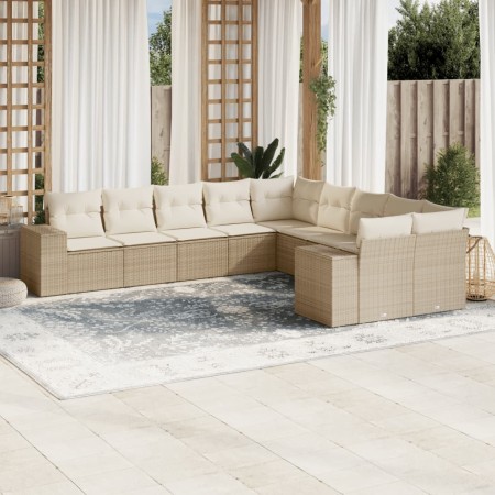 Juego de sofás jardín con cojines beige 10 pzas ratán sintético de , Conjuntos de jardín - Ref: Foro24-3223107, Precio: 655,3...