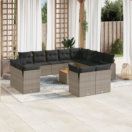 Set sofás de jardín con cojines 13 piezas ratán sintético gris de , Conjuntos de jardín - Ref: Foro24-3223953, Precio: 816,06...